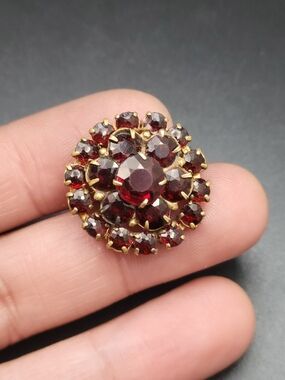 Antique Victorian Bohemian Garnet Cluster Brooch, c1870s–1880s